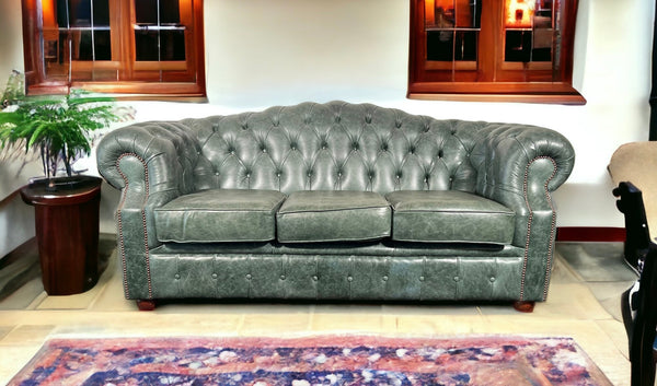 Oxford 3 Seat sofa in premium green leather