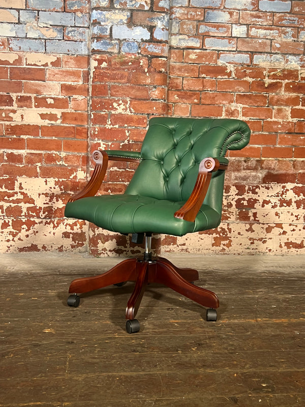 Admiral's Chair in Holly Green Vegan 'Leather'.