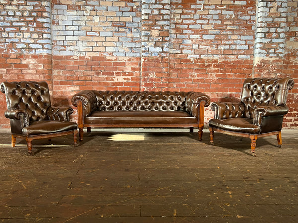 Antique Chesterfield suite. Very rare and restored by us