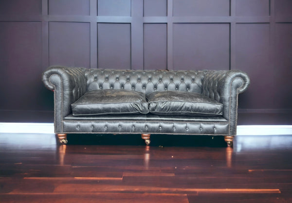 Bespoke oversized 2 seat sofa in premium black leather