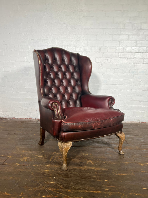 Antique Library chair in oxblood leather.