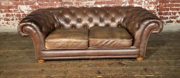 Vintage Oversized 3 seater sofa in Hand Dyed Brown Leather