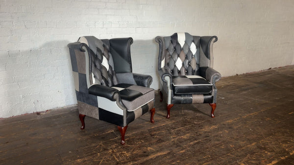 Pair of Queen Anne Harlequin Leather Armchairs. Cancelled order!