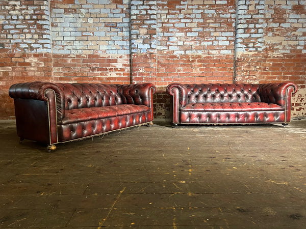 Pair of Vintage 3 seater Edwardian Sofas