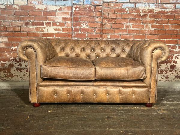 2 seater Classic Chesterfield sofa in Hand Dyed Crackle leather