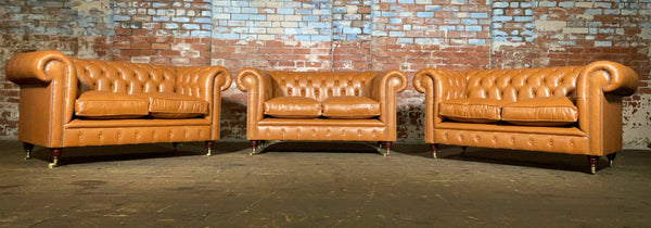 Extra Special - 3 x 2 seater Chelsea Sofas in Hand Dyed Cognac Leather