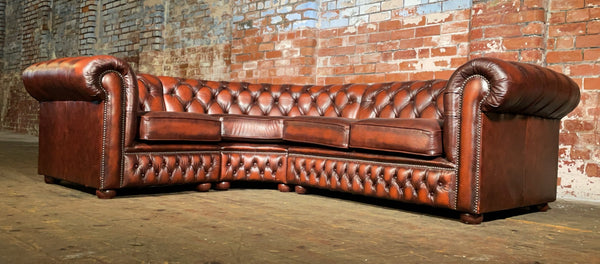 Vintage Leather Corner Suite in Antique Rust