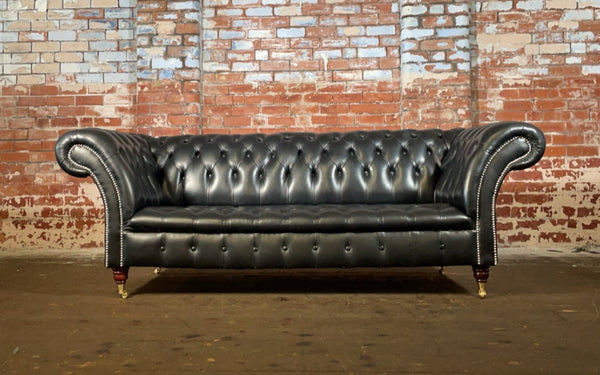 Ex-Display Cliveden 3 seater in Premium Black Leather