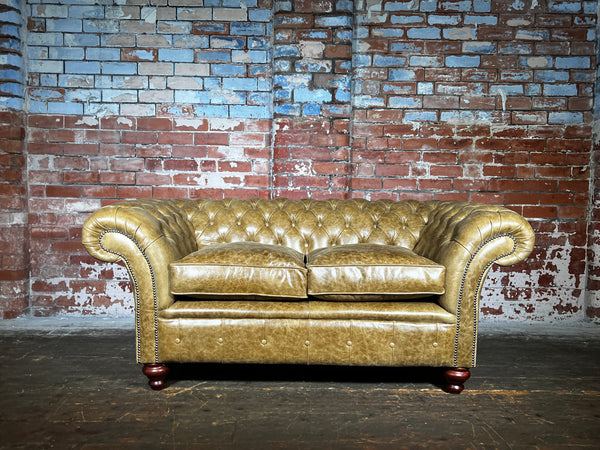 Stunning 2 Seat London Sofa in Hand Dyed Olive Leather