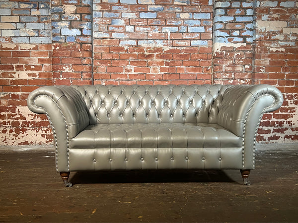 3 Seat Cliveden Chesterfield in grey premium leather