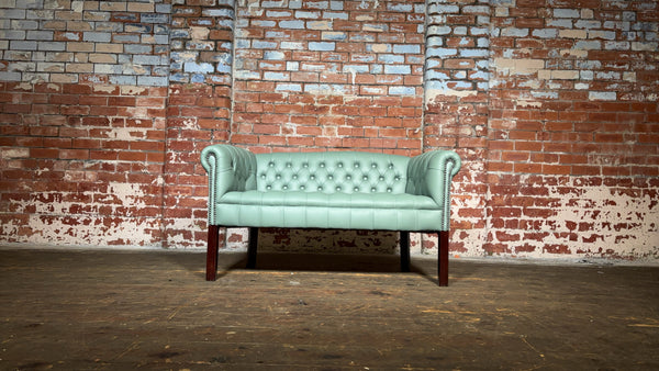 Unique Occasional Sofa in Premium Duck Egg Blue Leather