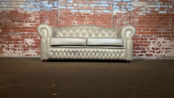 Ex-Photoshoot 3 seat Oxford Sofa in Premium Soft Grey Distressed Leather