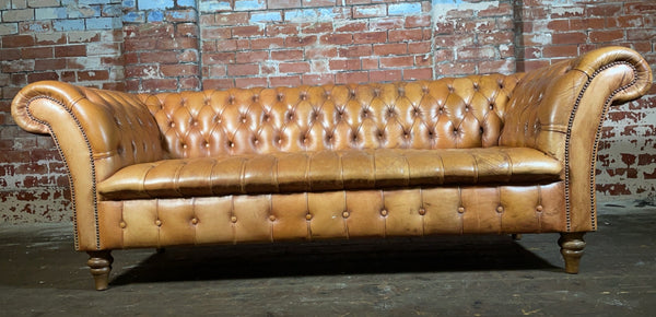 Vintage Cliveden 3 seater sofa in Tan Leather