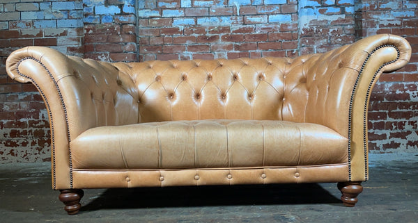 Vintage 2 seater Cliveden Sofa in Tan Leather