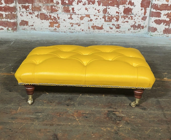 Royale Footstool in Premium Buttercup Leather