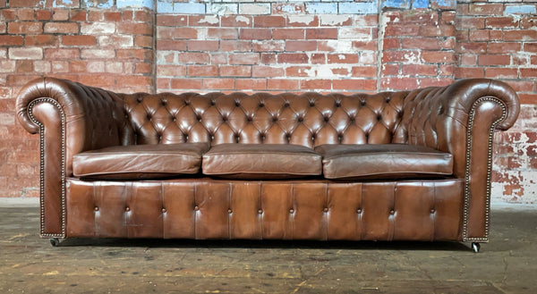 Vintage 3 seater sofa in antique brown leather