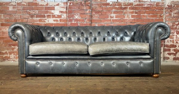 Vintage 3 seater sofa in Premium Distressed Grey Leather