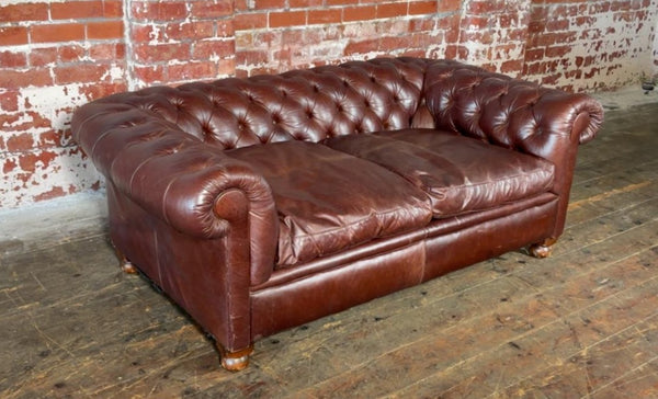 Vintage Oversized 2/3 seater sofa in Premium Brown Leather