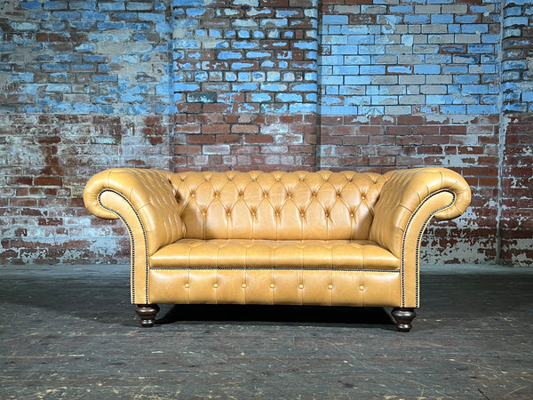 Cliveden 2 seat Chesterfield in premium tan leather