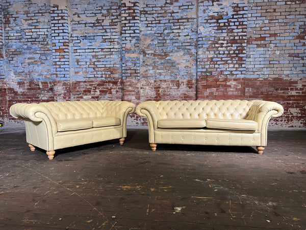 3 and 2 seater Vintage cream Chesterfields