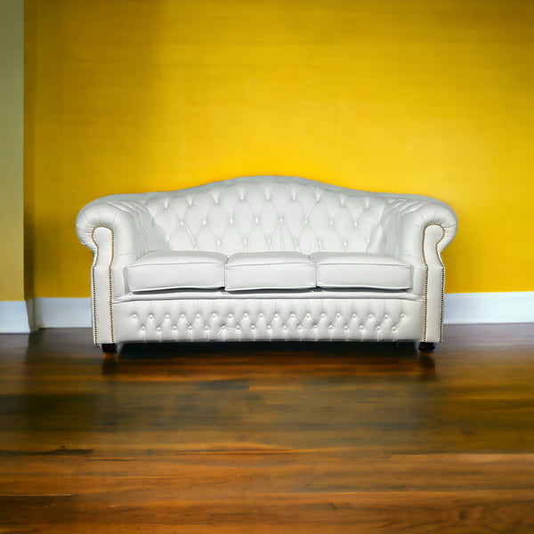 Oxford 3 seat sofa in premium white leather