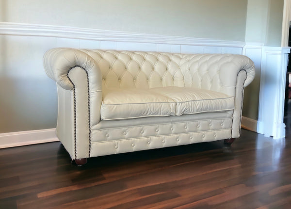 Flagship Prince of wales 2 seat sofa in special white leather